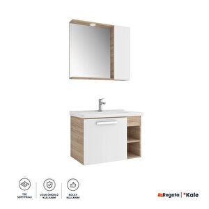 Mare 80 Cm Beyaz-meşe Banyo Dolabı Takımı