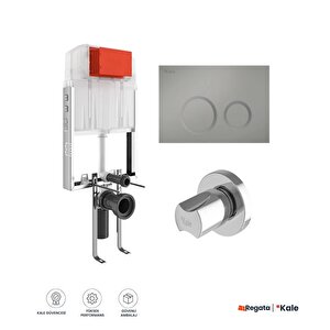 Triton 3/6l Duvar İçi Gömme Rezervuar + Corro Mat Krom Panel + V100 Ankastre Stop Valf
