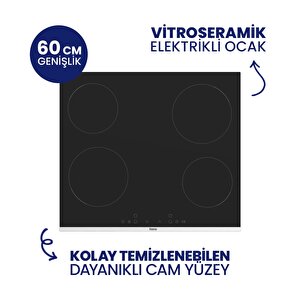 Es261 4'lü Elektrikli Vitroseramik Ankastre Cam Ocak