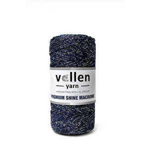 Simli Makrome İpi 100g 150m Premium Shine,polyester Çanta İpi,supla Ve Bileklik İpi Lacivert