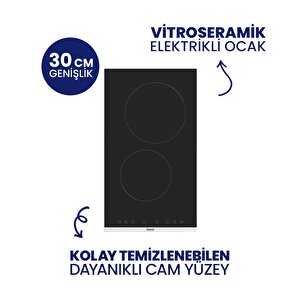 Es231 2'li Elektrikli Vitroseramik  Ankastre Cam Ocak