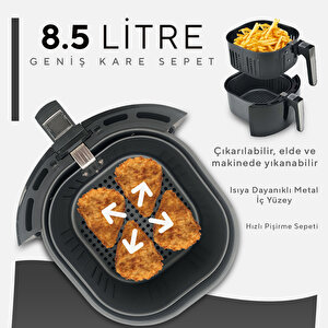 Xxl 8.5 Litre Airfryer & Fastfryer (sıcak Hava Fritözü) 1800w Af-03 – Siyah