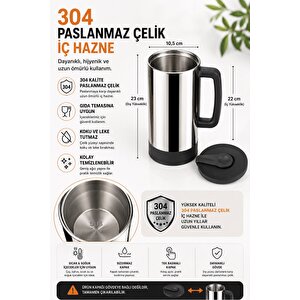 Sas Haus 1,5 Litre Paslanmaz Çelik Termos Sürahi | Tek Basmalı Kapak | Sızdırmaz İçecek Sürahisi | 304 Çelik İç Hazne Antrasit