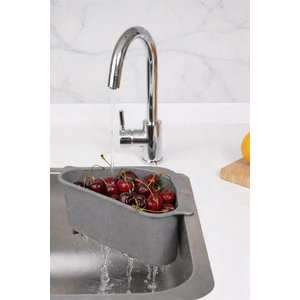 Vantuzlu Üçgen Lavabo Süzgeçi Mutfak Evye Köşe Süzgeçi Gri
