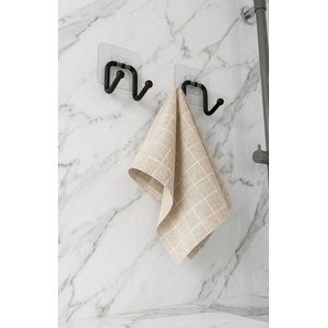 Güçlü Sticker Yapışkanlı Çift Kancalı Banyo Ve Mutfak Askısı Metal Duvar Askılık Organizeri S-70123 Siyah ( 2 Adet )