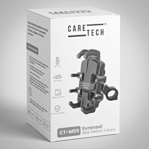 Caretech Ct-m05 Telefon Tutucu Titreşim Önleyici Motosiklet Gidon Ayna Montajlı 8 Pençeli Siyah Su Geçirmez