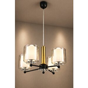 Luxury Crystal Black & Gold Quad Cam Avize