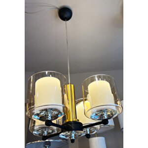 Luxury Crystal Black & Gold Quad Cam Avize