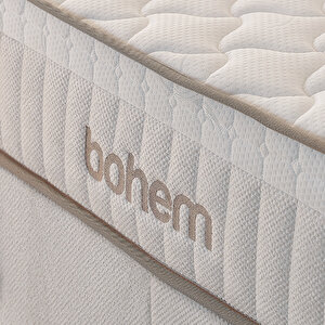 Bohem Pocket Düz 140x190 Cm Çift Kişilik Yatak Baza Başlık Seti - Pocket Orta Sert 140x190 cm