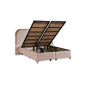 Line Visco Lüks Baza Ve Başlık Seti 200x200 Cm Çift Kişilik Baza Ve Başlık Takımı Krem Babyface Krem