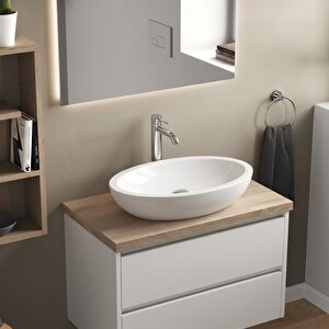 Strada O Tezgah Üstü Çanak Lavabo 60x42 Cm Batarya Deliksiz Beyaz | K078401