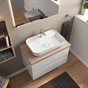 Dura Bagno Nexus Çanak Lavabo 60x40 Cm. Batarya Delikli Tezgah Üstü Beyaz | 5850