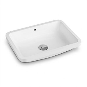 Tezgah Altı Lavabo 55x39 Cm – Kare Gömme Lavabo – Parlak Beyaz Seramik | 70sp25053