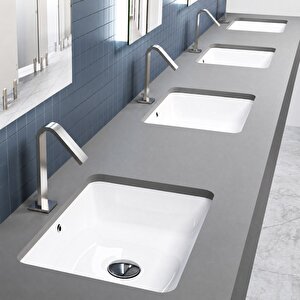 Tezgah Altı Lavabo 55x39 Cm – Kare Gömme Lavabo – Parlak Beyaz Seramik | 70sp25053