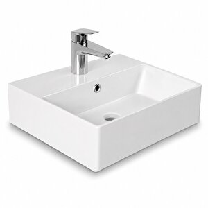 Dura Twins Kare Çanak Lavabo 50x42 Cm Tezgah Üstü Batarya Delikli Beyaz | 5870