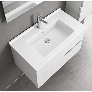 Dura Sees Tezgah Üstü Slim Lavabo 80x46,5 Cm Dolap Uyumlu Batarya Delikli Beyaz | 5820