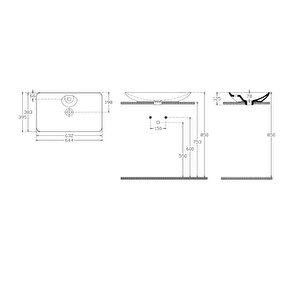 Sistema Y Tezgah Üstü  Çanak Lavabo 65 Cm, Batarya Delikli Beyaz | 10sy50065