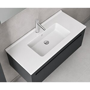 Dura Sees Tezgah Üstü Slim Lavabo 100x46,5 Cm Dolap Uyumlu Batarya Delikli Beyaz | 5830