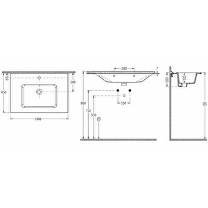 Dura Sees Tezgah Üstü Slim Lavabo 100x46,5 Cm Dolap Uyumlu Batarya Delikli Beyaz | 5830