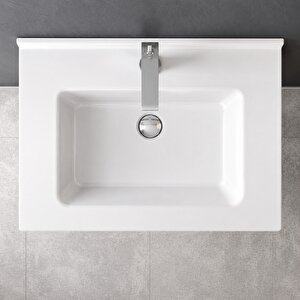 Dura Sees Tezgah Üstü Slim Lavabo 65x46,5 Cm Dolap Uyumlu Batarya Delikli Beyaz | 5810