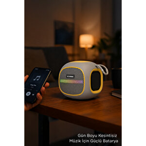Bluetooth Hoparlör Taşınabilir Kablosuz Speaker Fm Radyo Usb Tf Kart 5w D90 Gri