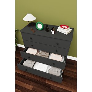 Lüks 4 Çekmeceli Şifonyer Komodin %100 Mdf Çok Amaçlı Düzenleyici Şf02 Antrasit