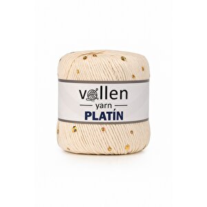 Platin Renkli Pullu El Örgü İpi – 50 Gr  110 M| Tığ Ve Şiş Uyumlu | Simli Yapıda Yüksek Kaliteli El İşi İpliği Krem