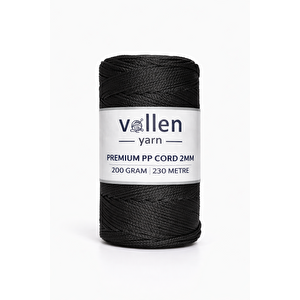 200gr/230m Premium Polyester Makrome Ipi 2mm,supla Ve Çanta Ipi 1072 Siyah