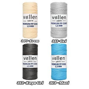 1.5mm-150mt Polyester Makrome Ipi, Supla Ipi, Çanta Ipi, Bileklik Ipi Denim Gri