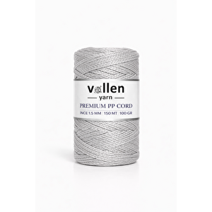 1.5mm-150mt Polyester Makrome Ipi, Supla Ipi, Çanta Ipi, Bileklik Ipi Açık Gri