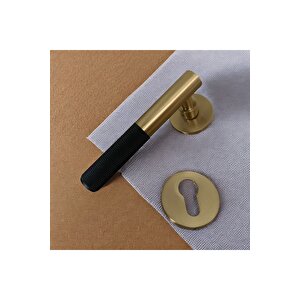 Duo One-o Zamak Mat Skoç Titanyum Siyah Rozetli Zamak Yale Çelik Kapı Kolu Sol Basar Tek Taraf Barelli Sol