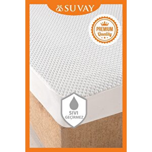 Premium Ultra Soft Sıvı Geçirmez Fitted Full Kenar Alez Tek Çift Kişilik Beyaz Renkli Yatak Koruyucu 180x200 cm