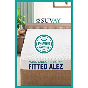 Premium Ultra Soft Sıvı Geçirmez Fitted Full Kenar Alez Tek Çift Kişilik Beyaz Renkli Yatak Koruyucu 180x200 cm