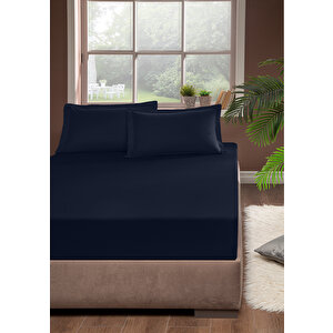 Pamuk Lastikli Çarşaf 160x200 Lacivert