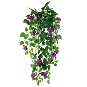 Yapay Çiçek Saksıda Mor Begonvil Çiçeği 9 Dallı 100cm Sarkan Çiçek