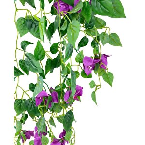 Yapay Çiçek Saksıda Mor Begonvil Çiçeği 9 Dallı 100cm Sarkan Çiçek