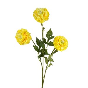 Yapay Çiçek Kasımpatı Sari Uzun Dal 3 Çiçekli 77cm