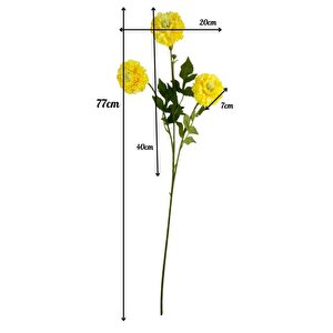 Yapay Çiçek Kasımpatı Sari Uzun Dal 3 Çiçekli 77cm