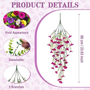 6lı Set Yapay Çiçek Sarkan Petunya Karışık Renkli Yapay Sarmaşık 5dal 60cm