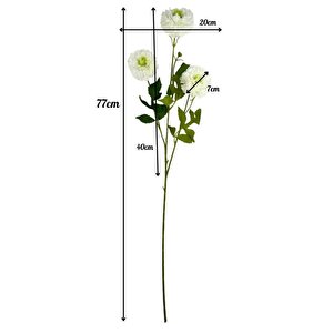 Yapay Çiçek Kasımpatı Beyaz Uzun Dal 3 Çiçekli 77cm