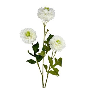 Yapay Çiçek Kasımpatı Beyaz Uzun Dal 3 Çiçekli 77cm