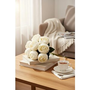 Yapay Çiçek Krem 9lu Şakayık Demeti Buket 40*25cm