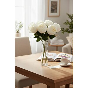 Yapay Çiçek Krem 9lu Şakayık Demeti Buket 40*25cm
