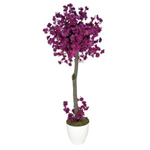 Yapay Ağaç Mor Bahar Dalı Japon Kiraz Çiçeği Beyaz Saksılı 90cm