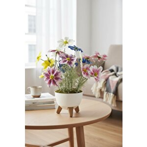 Yapay Çiçek Renkli Gerbera Papatya Salon Çiçeği Zigon Saksıda Yapay Bitki 50*40cm