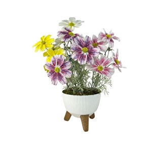 Yapay Çiçek Renkli Gerbera Papatya Salon Çiçeği Zigon Saksıda Yapay Bitki 50*40cm