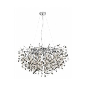 Masal 80'lık Yuvarlak Krom Kristal Taşlı Modern, Oturma Odası, Salon Avize