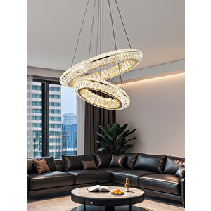 Kyler 2'li Gold 180 Watt Kristalli 3 Renkli Led Sarkıt Avize