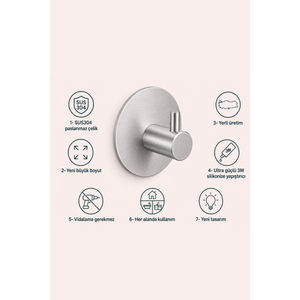 6 Adet Oval Tasarim Paslanmaz Çelik Banyo Askısı/bornoz Askısı / Havlu Askısı/ Lif Askı /havluluk Çok Amaçlı
