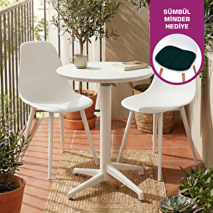 Tilia Plastik Bahçe Balkon Bistro Seti Katlanır Masa 60*60 Cm (1+2 Set)